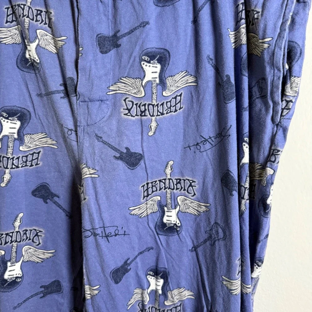 Jimi Hendrix Mens Blue‎ Winged Guitar Print Pajama Pants XL Cotton Loungewear